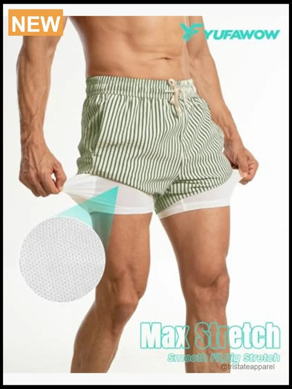 Men's Swim Trunks with Built-In Compression Liner 7 Inseam Quick Dry Zipper